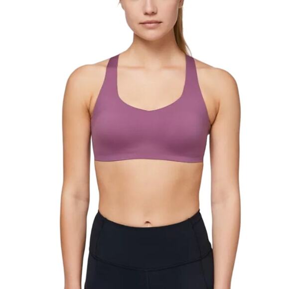 Lululemon Lazer Focused Sports Bra Womens 10 B/C Strappy Back Molded Cups Purple - Picture 2 of 7